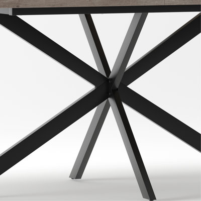 55.11"-70.86"Retro Rectangular Stretch Dining Table, Grey Carole Top With Same Color Embossed Center Plate,With Storage Box,Suitable for dining rooms,