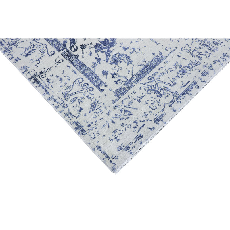 Tapis ivoire et gris noué à la main de haute qualité, Rectangle de 5 pi x 8 pi