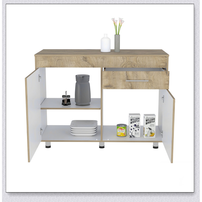 Armoire utilitaire Orion, un tiroir, une porte double - blanc / Macadamia