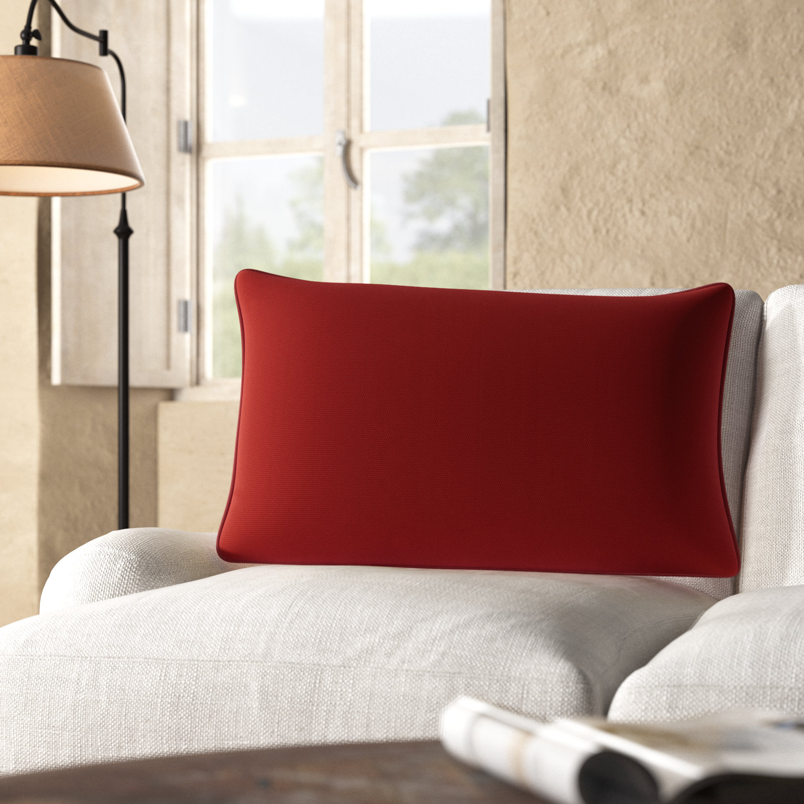 Annata 26" x 16" Sunbrella® Throw Pillow, Red