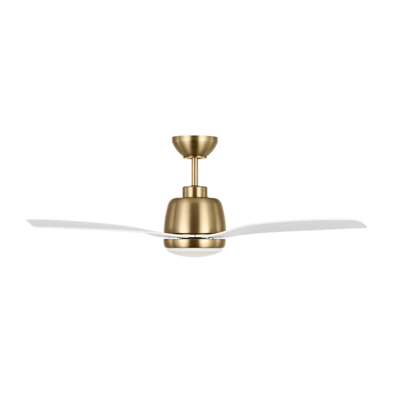 LED Downrod Ceiling Fan, 15.18" H x 44" W x 44" D, White, Satin Brass
