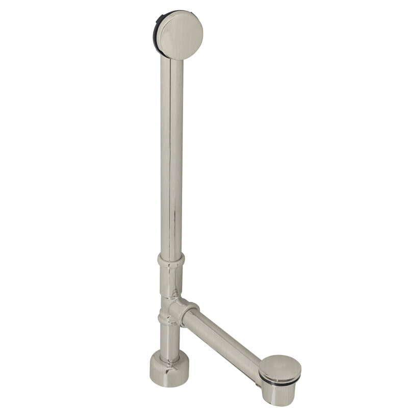 Ensemble de drain de baignoire 22 "en laiton de calibre 17 avec un débordement sans trou, Nickel satiné