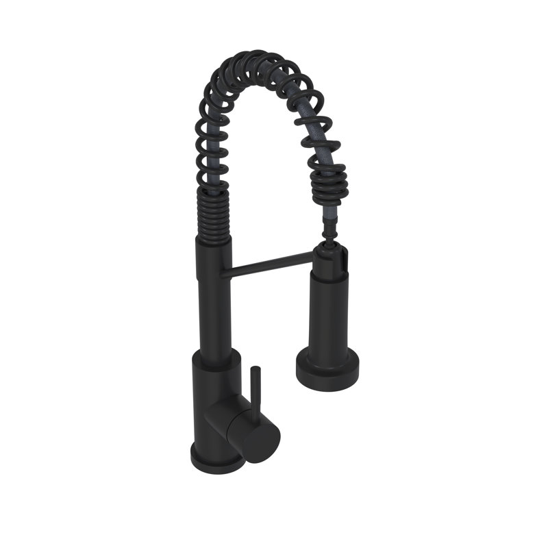 Matt Black Finish 19" Kitchen Faucet - Single Handle, Stainless Steel 304 For A Contemporary Bathroom Built With, Matte Black