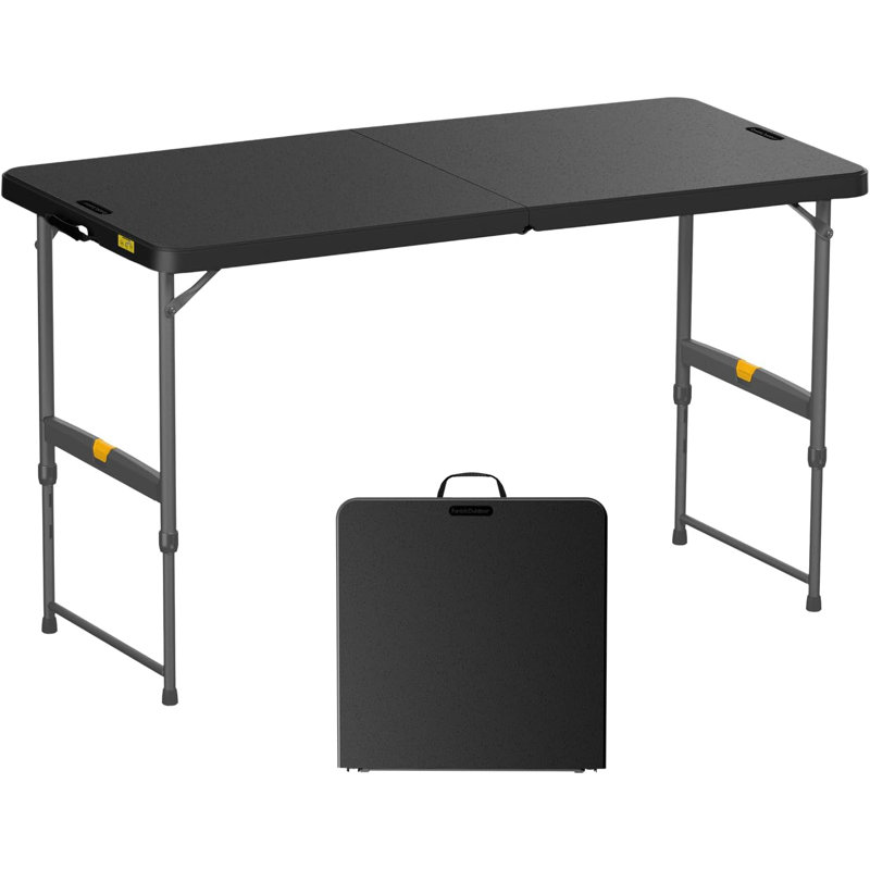 Table pliante portative 4 pieds, réglage de la hauteur à une main