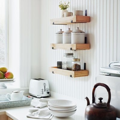3 Piece Wood Floating Shelves - Use as Trays or Shelves