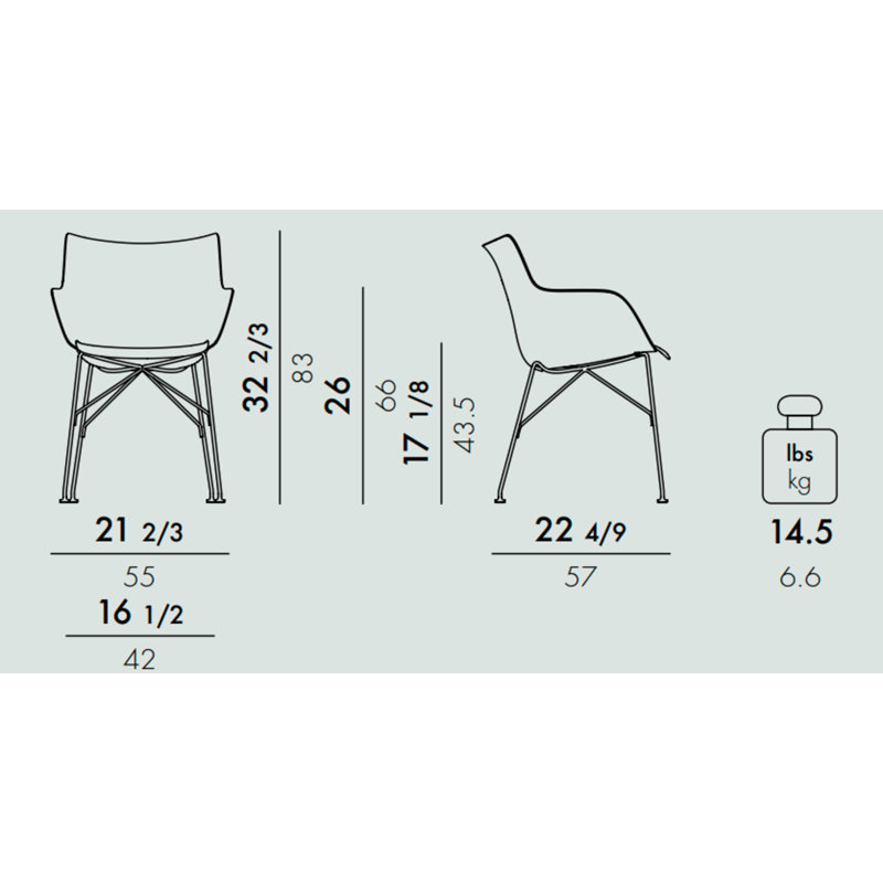 SmartWood Arm Chair, Veneer Dark Wood with Chrome