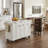 102.3" Wide Extendable Kitchen Island with Rolling Cart, Trash Storage Cabinet and 3-Tier Pull-Out Spice Rack, Mobile Dining Table for Kitchen, Dining Room, White