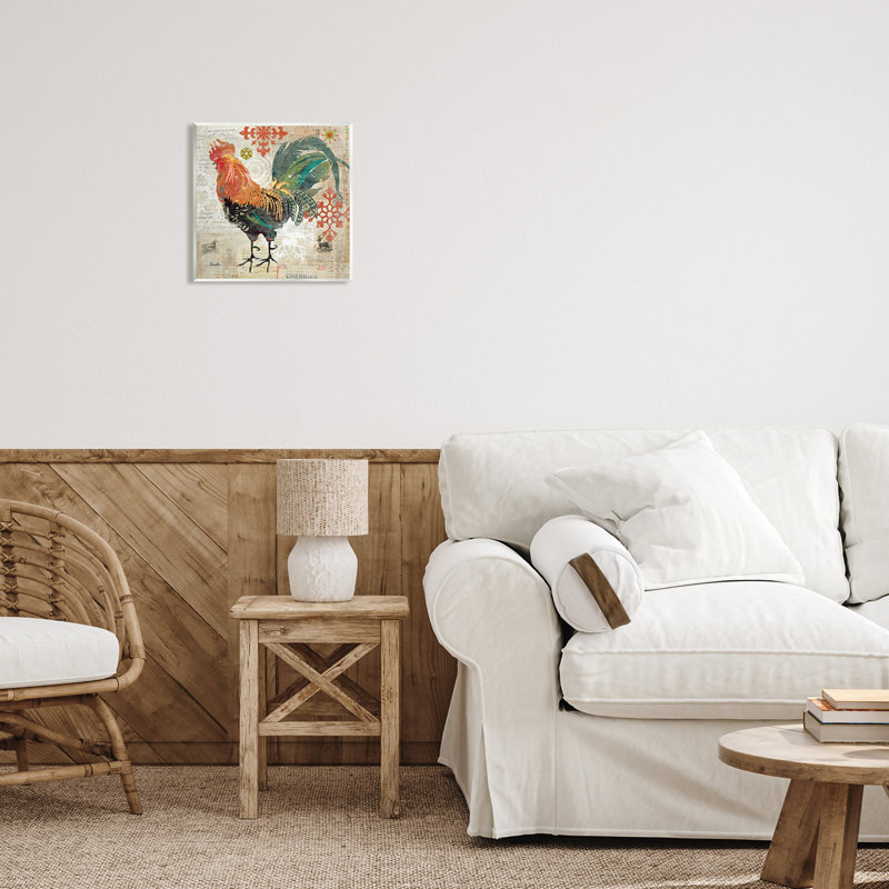«Kitchen Rooster Farmhouse Collage», impression, H 12 po x l 12 po x P 0,5 po, Bois