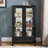 Curio Cabinet With Tempered Glass Doors, Lighted Display Cabinet With Mirrored Back Panel & Adjustable Shelves Perfect For Home Or Office (Light Bulb Included)- Black-1577985047