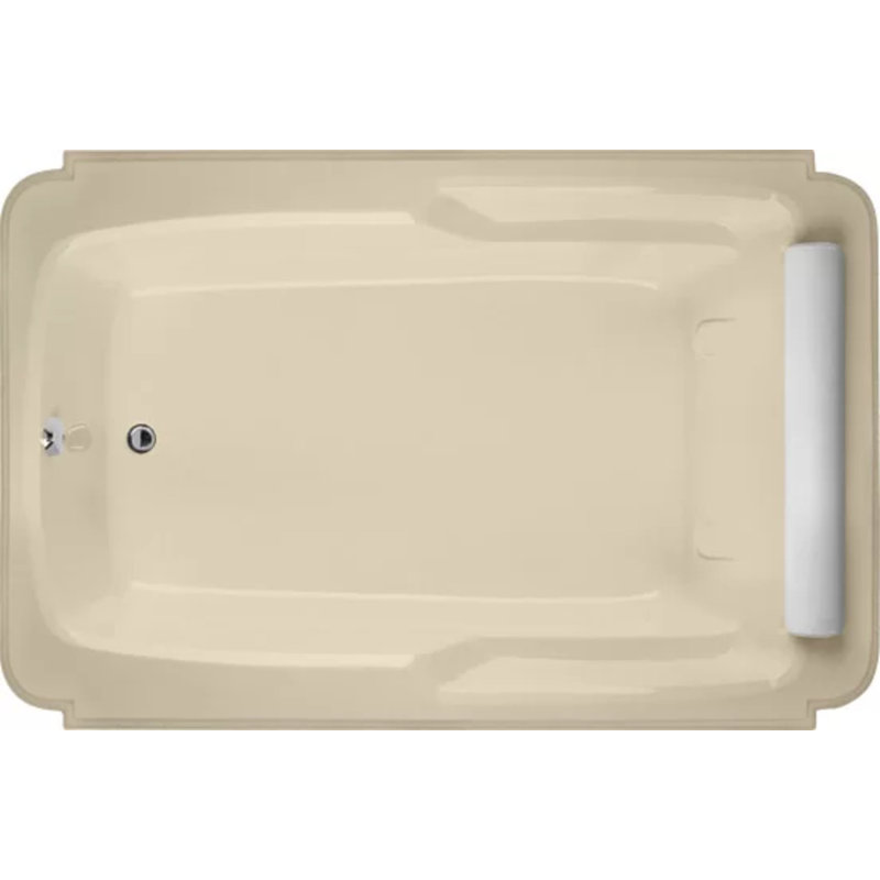 Atlandia 74'' x 48'' Soaking Acrylic Bathtub, Bone, Satin Nickel
