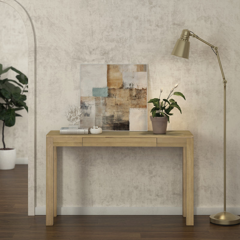  Flow Modern Wooden Rectangle Console Table with Hidden Drawer – Waterproof & Heat Resistant, Sand
