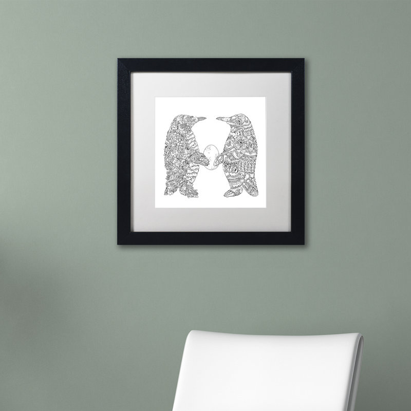 Chouquer «Penguin Lovers», impression sur toile encadrée, H 11 po x l 14 po x P 0,5 po, Blanc