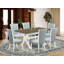 Ensemble de table de salle à manger 5 pièces comprenant une table de cuisine rectangulaire avec pieds en X et 4 chaises de salle à manger Parson en tissu bleu bébé, lin brossé blanc -488272840-488272842