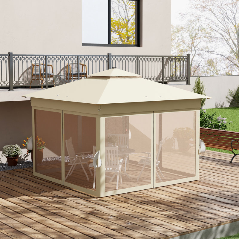 Briam 3.5m W x 3.5m D Steel Patio Gazebo, Yellow
