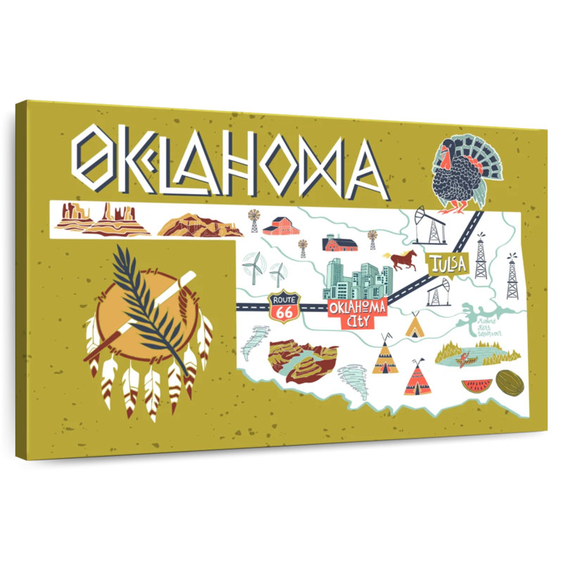 Icônes de carte Aliaz Oklahama, H 30 po x l 45 po