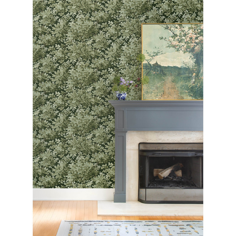 Papier peint à feuilles caduques Greenwood Moss, Vert foncé