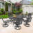 7-Piece Rectangle Cast Aluminum Outdoor Patio Dining Set with Swivel Chairs & Cushions & Umbrella Hole