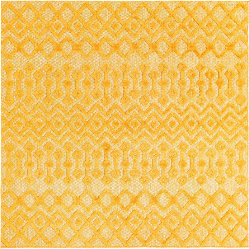 Tapis intérieur / extérieur jaune Gritton, Carré 7 pi 10 po