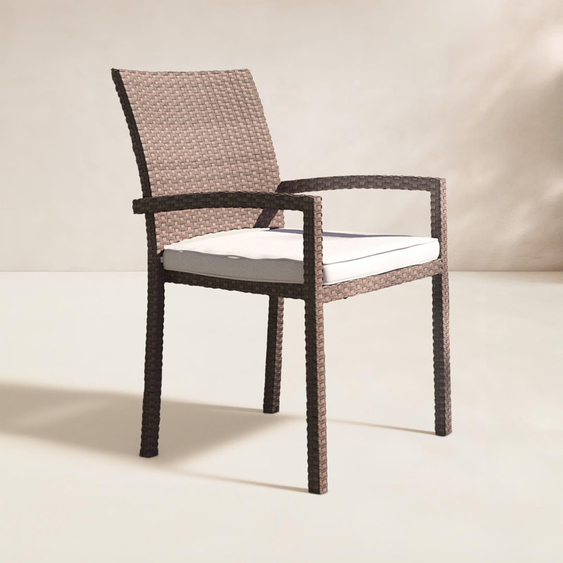 Chaise de patio avec coussin Alyisa, Brun