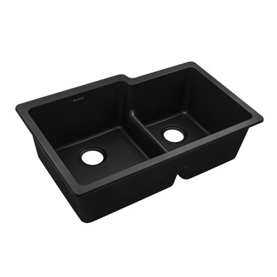 Ruvati 33 x 20 inch Granite Composite Quartz Undermount Double Bowl Kitchen Sink