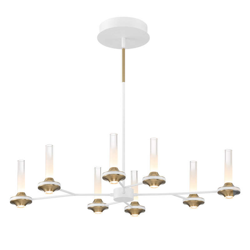 Lustre 16 lumières Torcia, Blanc / Blanc