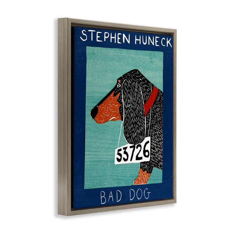 Cadre flottant Bad Dog Dachshund, design par Stephen Huneck, H 31 po x l 25 po, Cadre flottant orme Montalcino