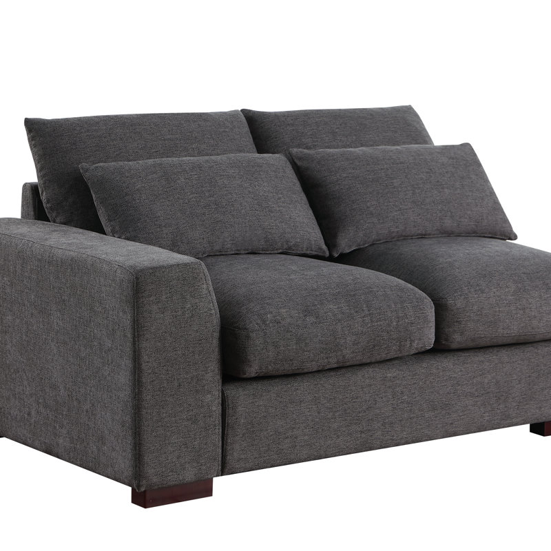 Canapé modulaire avec 2 repose-pieds Tatman, Lin gris foncé