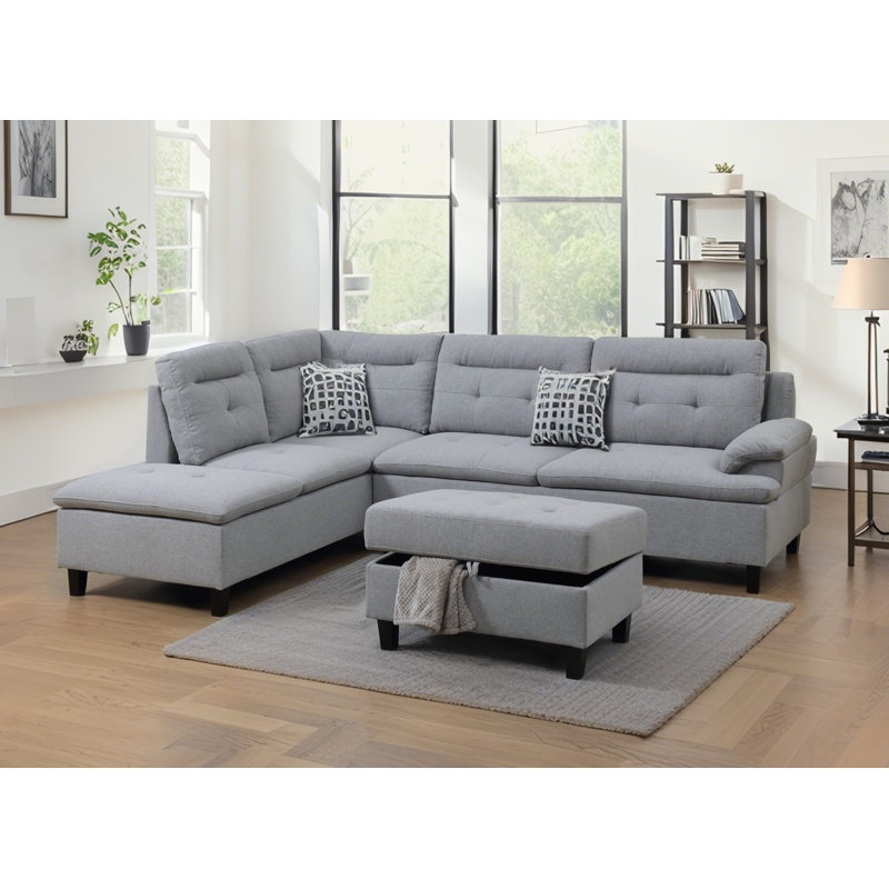 Upholstered 105.42'' Sofa, Gray Velvet