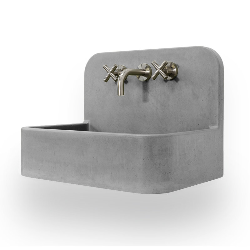 Newterra Handmade Concrete Wall/Vessel 22" Bathroom Sink, Slate, 3 Hole