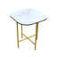 Table de bout carrée en céramique et métal 22 po blanc et or
