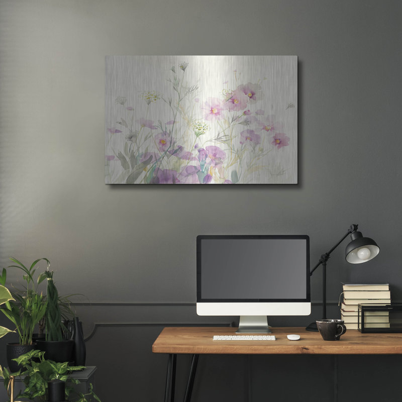 «Queen Annes Lace and Cosmos» par Danhui Nai, art mural en métal, H 24 po x l 36 po