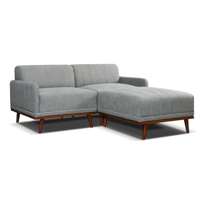 Philipa 3 Seater Sofa & Chaise, Grey Polyester Blend, Right Hand Facing