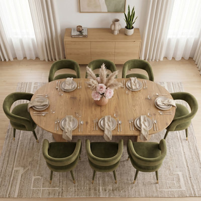 Ensemble de salle à manger extensible Modern 47 "à 83" avec fauteuils rembourrés en velours