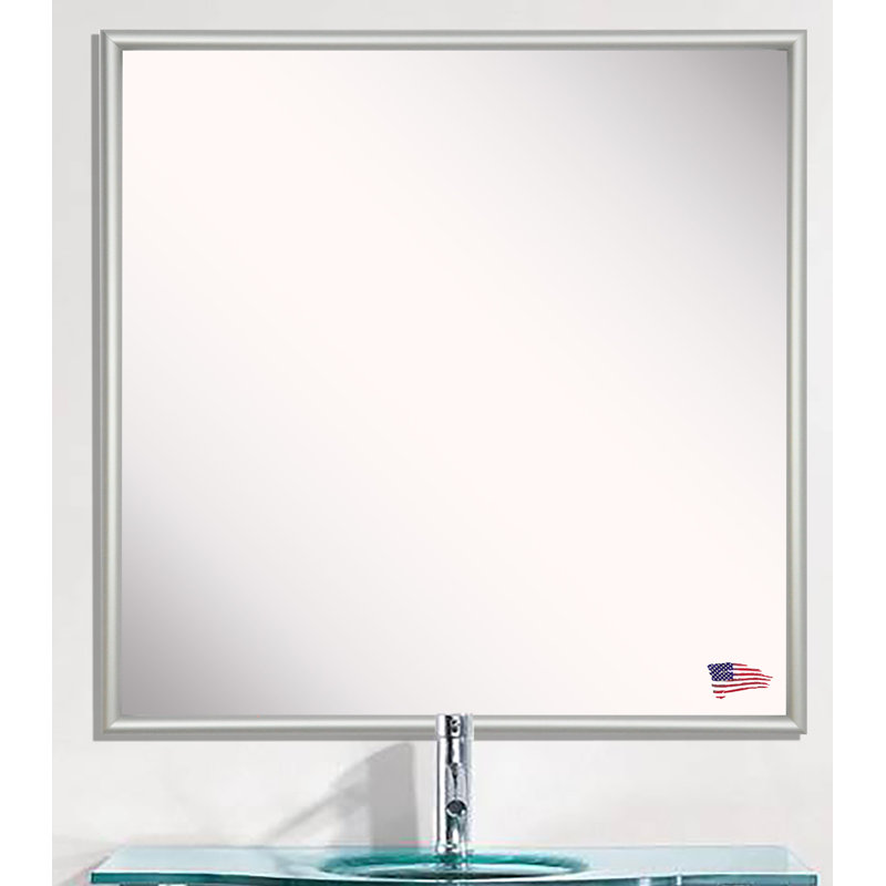 Metal Flat Wall Mirror, 34.125" H x 34.125" W