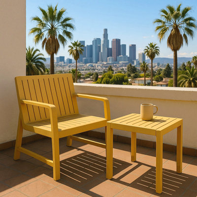 2-Piece Conversation Set Holiday Indoor/Outdoor Furniture Set With Waterproof Pp Material 1 Chairs & 1 Coffee Tables Easy Assembly Patio Yellow