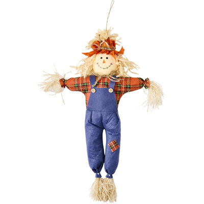 24" Hanging Stuffed Harvest Scarecrow Figurine