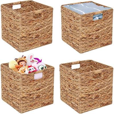 Foldable Handwoven Water Hyacinth Laundry & Cube Storage Organizer
