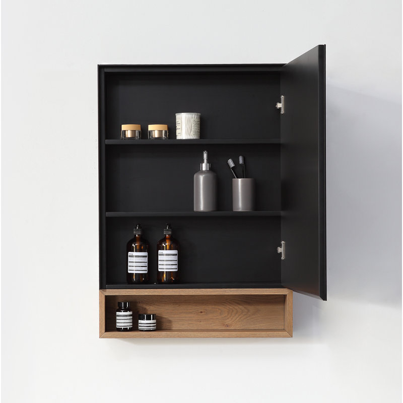 Bergen 24" Medicine Cabinet, Matte Black/Pecan Oak