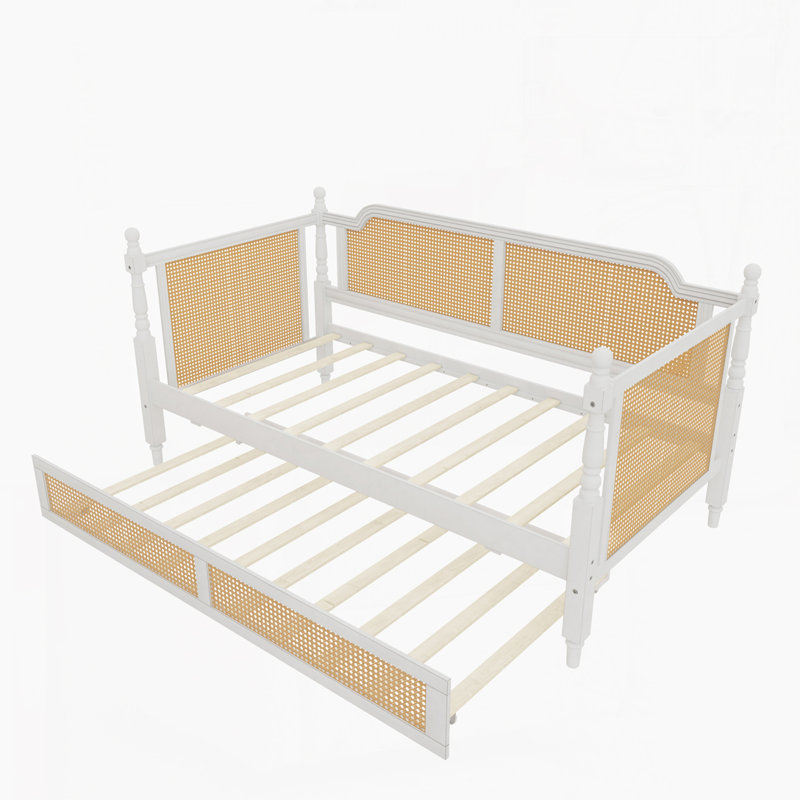 Rattan Daybed with Trundle, Twin, Antique White