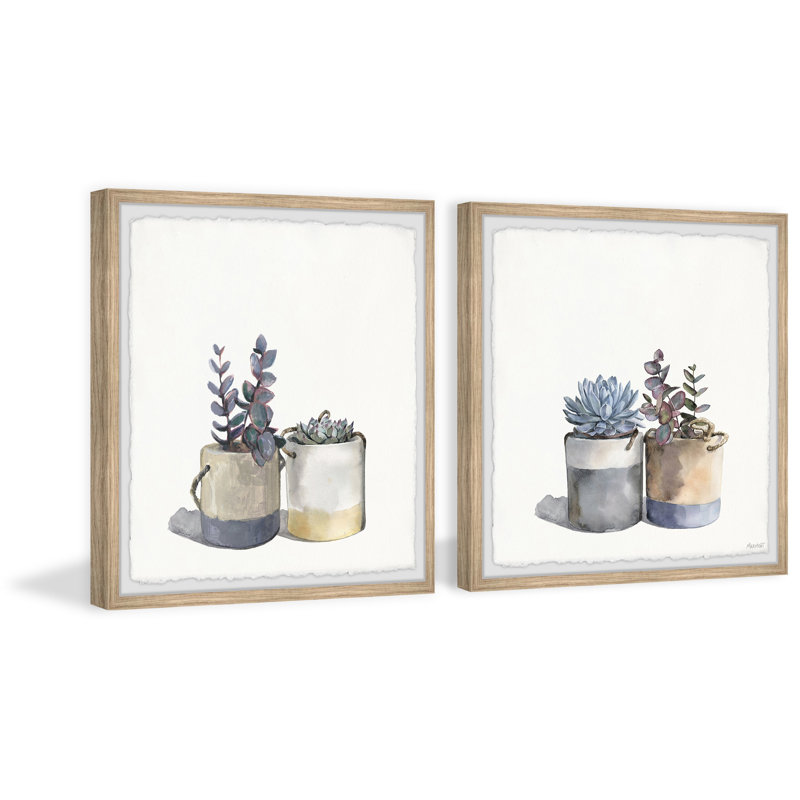 Succulent Pots Diptych, H 18 po x l 18 po