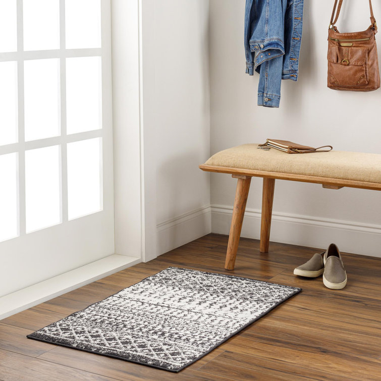 Tapis ivoire et gris anthracite tissé au métier mécanique Lashavia