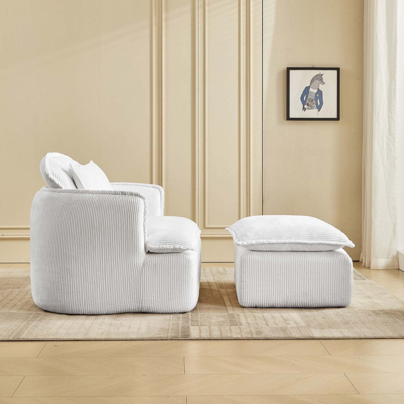 Versatile Convertible Sofa Chair with Ottoman for Compact Spaces, Beige