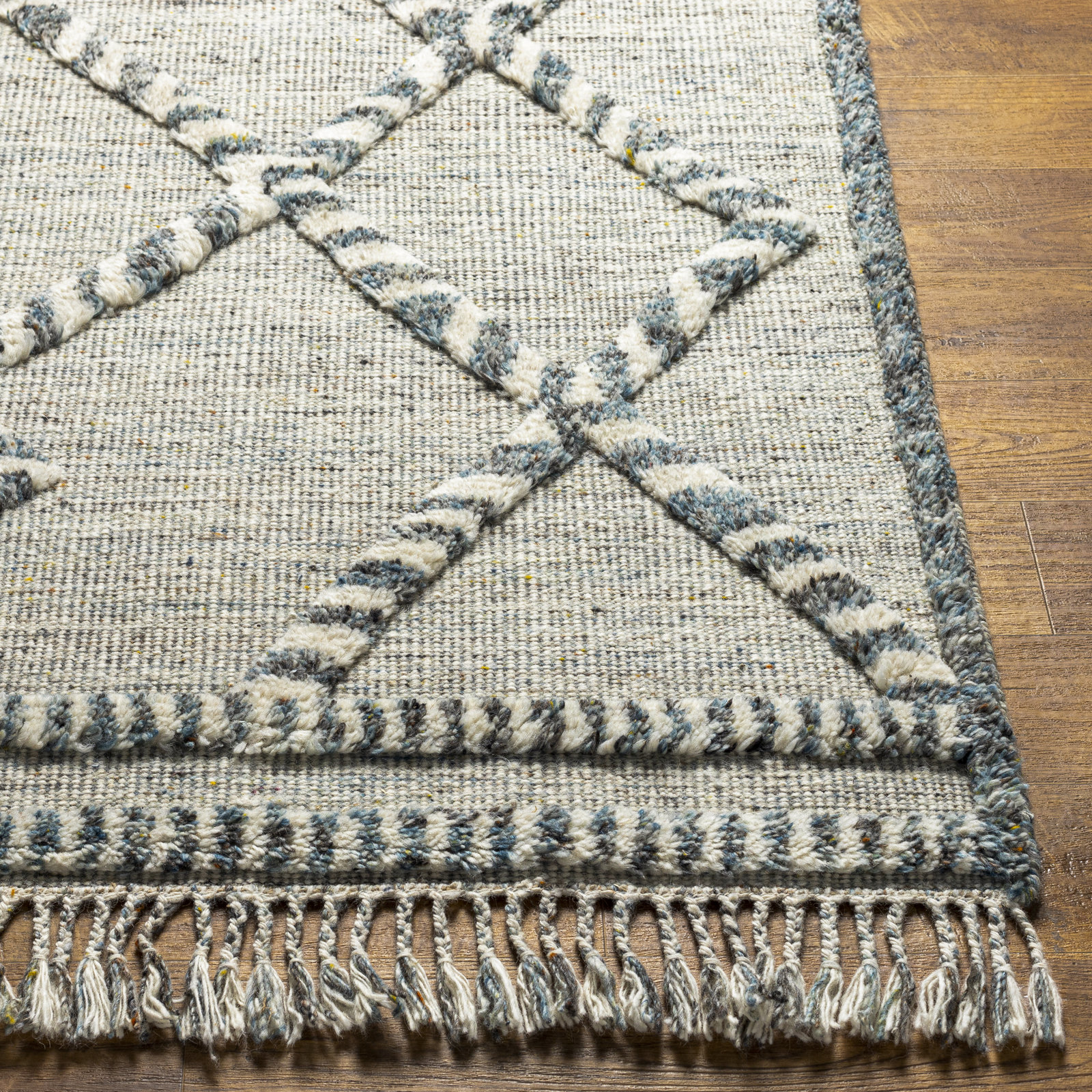 Leanna Hand-Knotted Ivory Moroccan Rug, Rectangle 2' x 3'