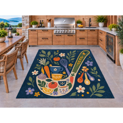 Tapis d'extérieur 5' x 7', tapis de cuisine robuste et imperméable en PVC à boucles enroulées, tapis de patio résistant, tapis intérieur/extérieur à séchage rapide pour cuisine, porche, terrasse, balcon, entrée.