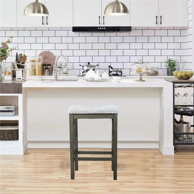 Azalea Park Upholstered Wood Saddle Stool