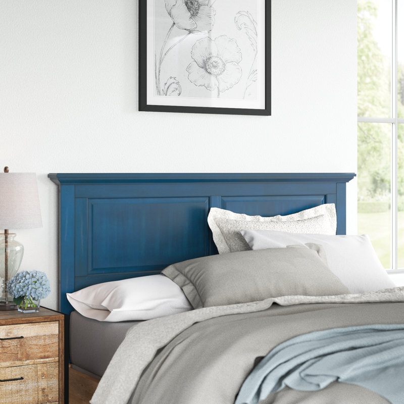 Tête de lit à panneau en bois massif Brixton, Bleu Wedgewood, Double/grand