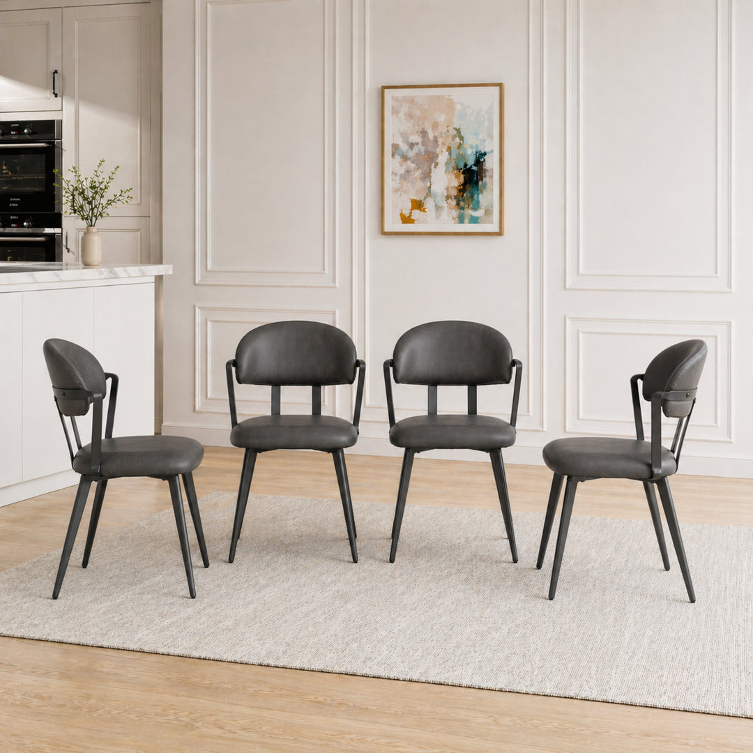 Windsor Modern Armless Dining Chair With Twisted Metal Frame, PU Upholstered