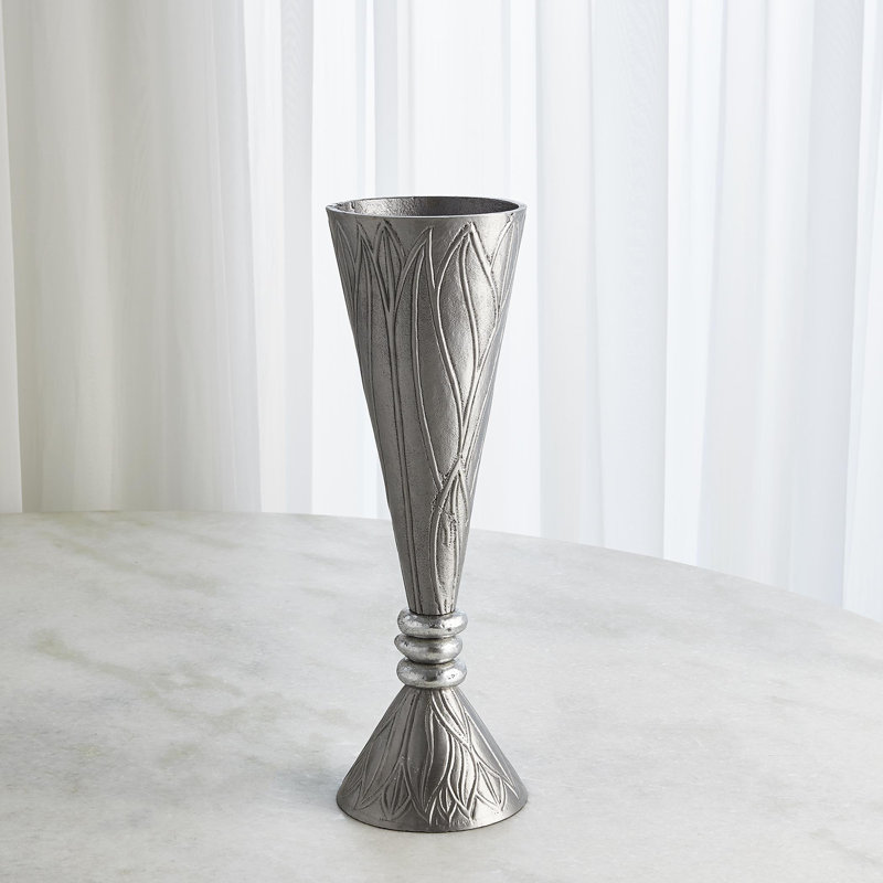 Nickel Trumpet Shape Metal Table Vase