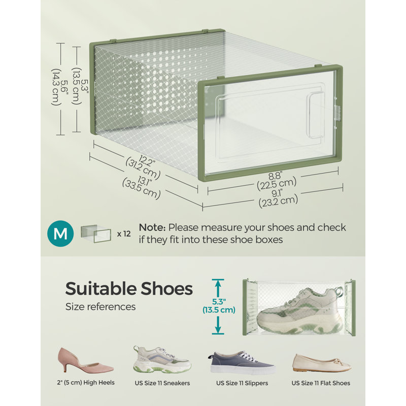 18 Pair Stackable Shoe Storage Box, Green
