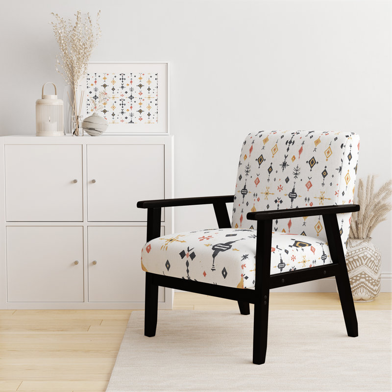 Chaise rembourrée Boho - Fauteuil Nomad Spirit, Accoudoirs carrés noirs